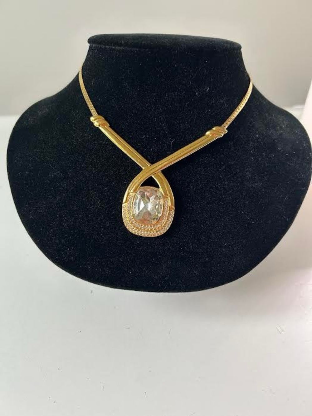 Vintage Monet Crystal Crossover Necklace